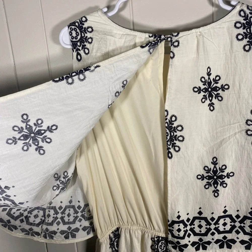Umgee Cream Crepe Twofer Midi Dress Women's L Resort Travel‎ Vacation Sundress - Picture 9 of 12